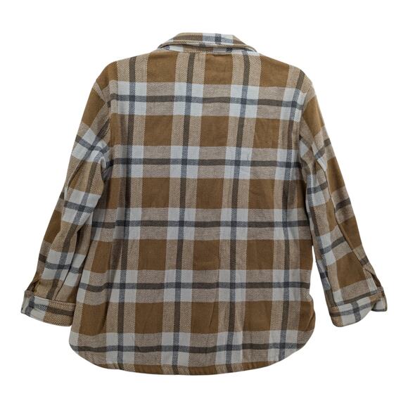 Member's Mark Plaid Shacket Medium Tan White Womens Layer Shirt Jacket Boxy Fit - Picture 3 of 11